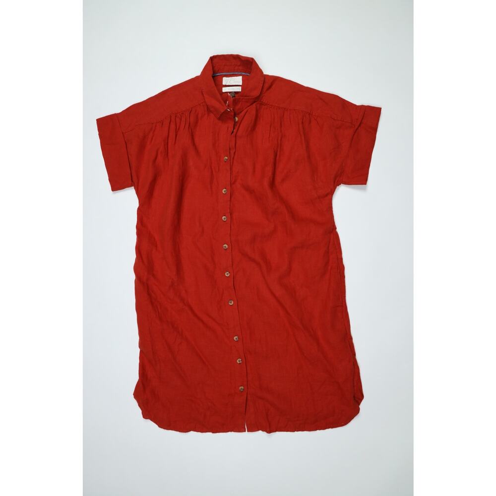 J.Crew NWT 100% Linen Relaxed Shirt Dress Red Coastal Resort Cover Up MP $148 - Picture 11 of 14